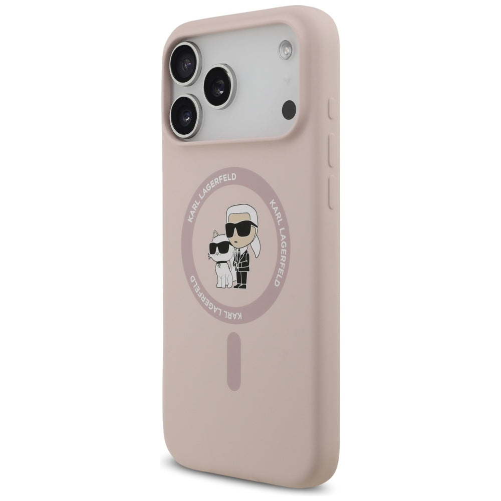 Puzdro MagSafe pre Apple iPhone 17 Pro Max, Karl Lagerfeld, Ring Karl & Choupette, Ružová