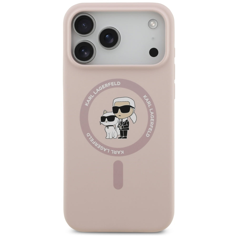 Puzdro MagSafe pre Apple iPhone 17 Pro Max, Karl Lagerfeld, Ring Karl & Choupette, Ružová