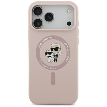 Puzdro MagSafe pre Apple iPhone 17 Pro Max, Karl Lagerfeld, Ring Karl & Choupette, Ružová