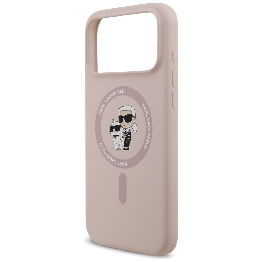 Puzdro MagSafe pre Apple iPhone 17 Pro Max, Karl Lagerfeld, Ring Karl & Choupette, Ružová