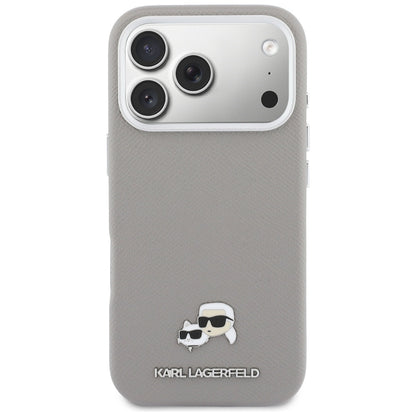 MagSafe Case for Apple iPhone 17 Pro Max, Karl Lagerfeld, Saffiano Karl & Choupette Pins, Grey
