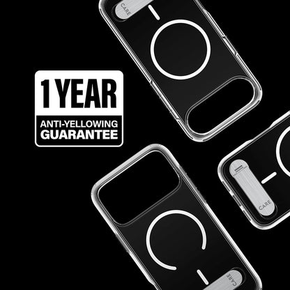 Puzdro MagSafe pre Apple iPhone 17 Pro Max, PanzerGlass, Care Feature Kickstand, Biela Transparentná