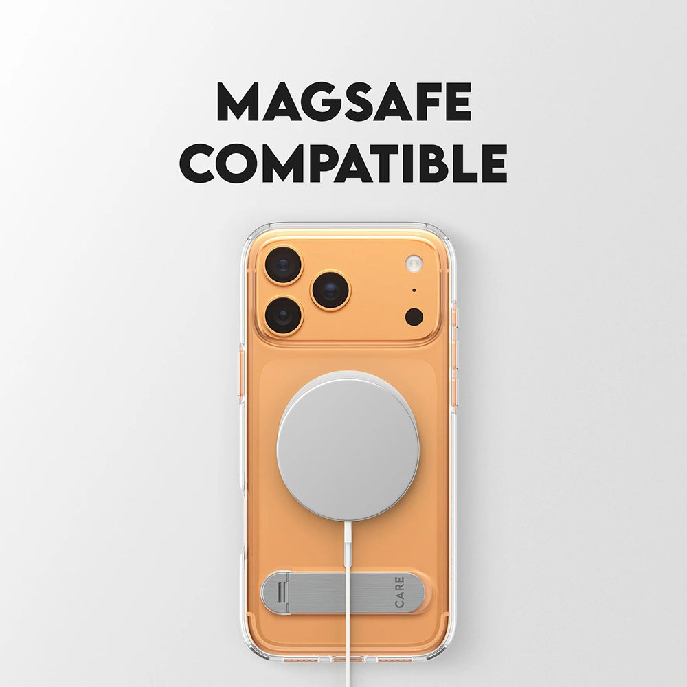 Puzdro MagSafe pre Apple iPhone 17 Pro Max, PanzerGlass, Care Feature Kickstand, Biela Transparentná
