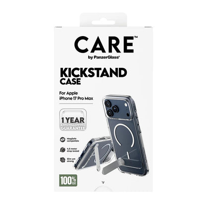 Puzdro MagSafe pre Apple iPhone 17 Pro Max, PanzerGlass, Care Feature Kickstand, Biela Transparentná