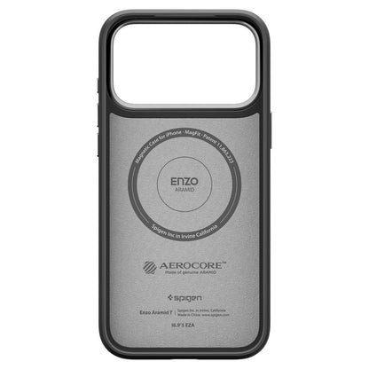Puzdro MagSafe pre Apple iPhone 17 Pro Max, Spigen, Enzo Aramid T, Čierno Strieborné