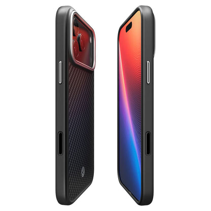 Puzdro MagSafe pre Apple iPhone 17 Pro Max, Spigen, Enzo Aramid T, Čierno Strieborné