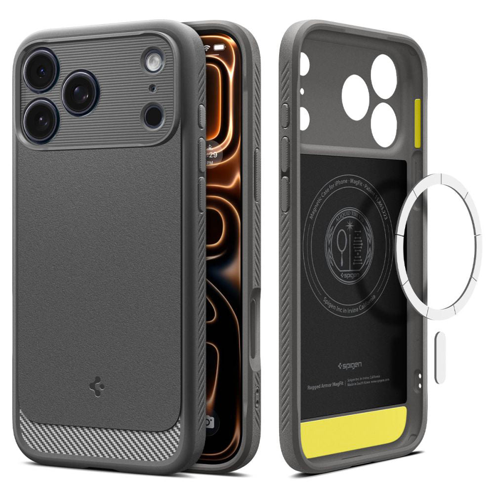Puzdro MagSafe pre Apple iPhone 17 Pro Max, Spigen, Rugged Armor, Sivé