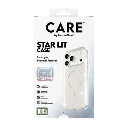 Puzdro MagSafe pre Apple iPhone 17 Pro, PanzerGlass, Care Urban Explorer Star Lit, Biela Transparentná