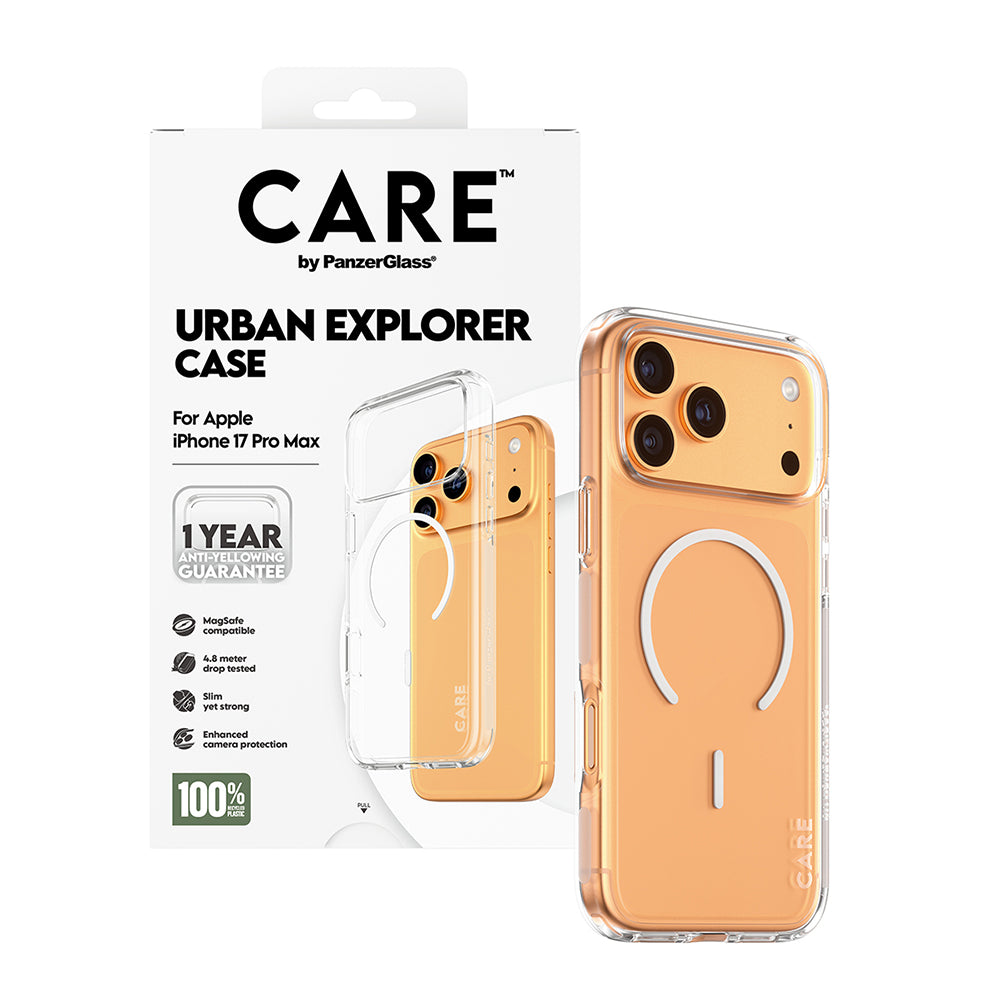 Puzdro MagSafe pre Apple iPhone 17 Pro, PanzerGlass, Care Urban Explorer, Biela Transparentná