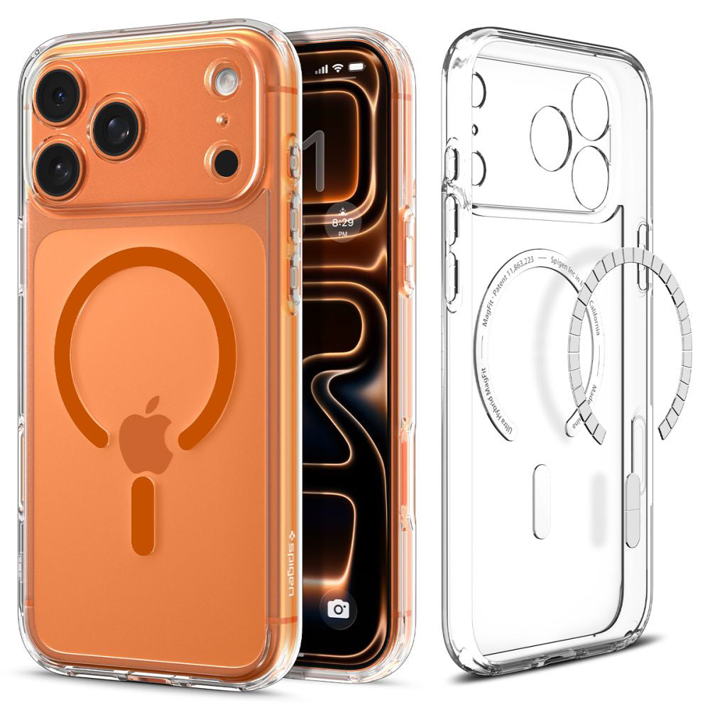 MagSafe Case for Apple iPhone 17 Pro, Spigen, Ultra Hybrid, Transparent Orange