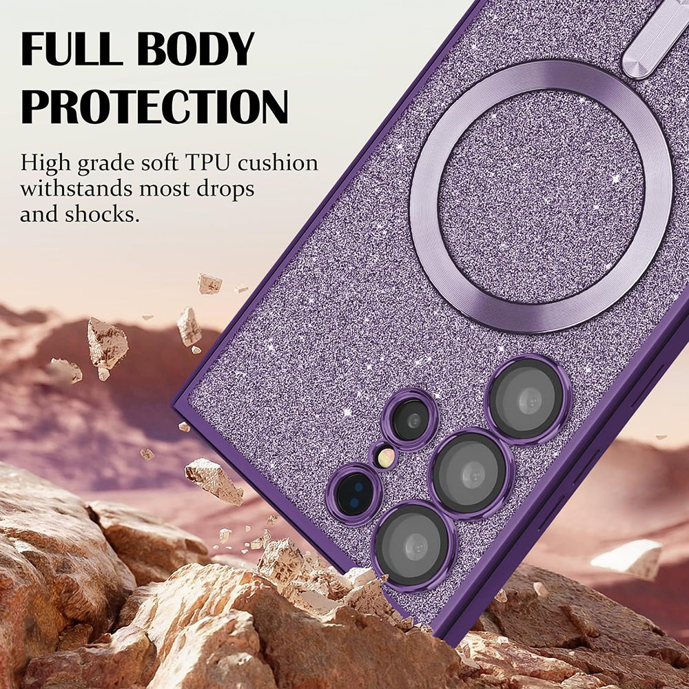 Puzdro MagSafe pre Apple iPhone 17 Pro, Techsuit, Luxury Glitter, Modrá