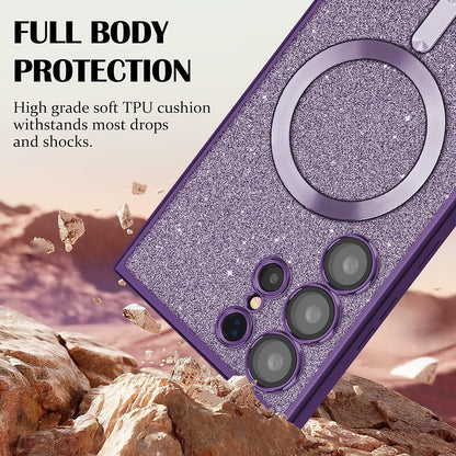 Puzdro MagSafe pre Apple iPhone 17 Pro, Techsuit, Luxury Glitter, Modrá