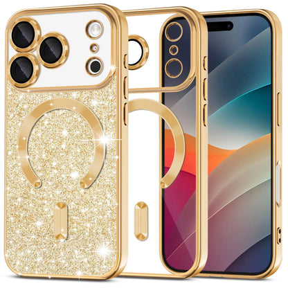 Puzdro MagSafe pre Apple iPhone 17 Pro, Techsuit, Luxury Glitter, Zlaté