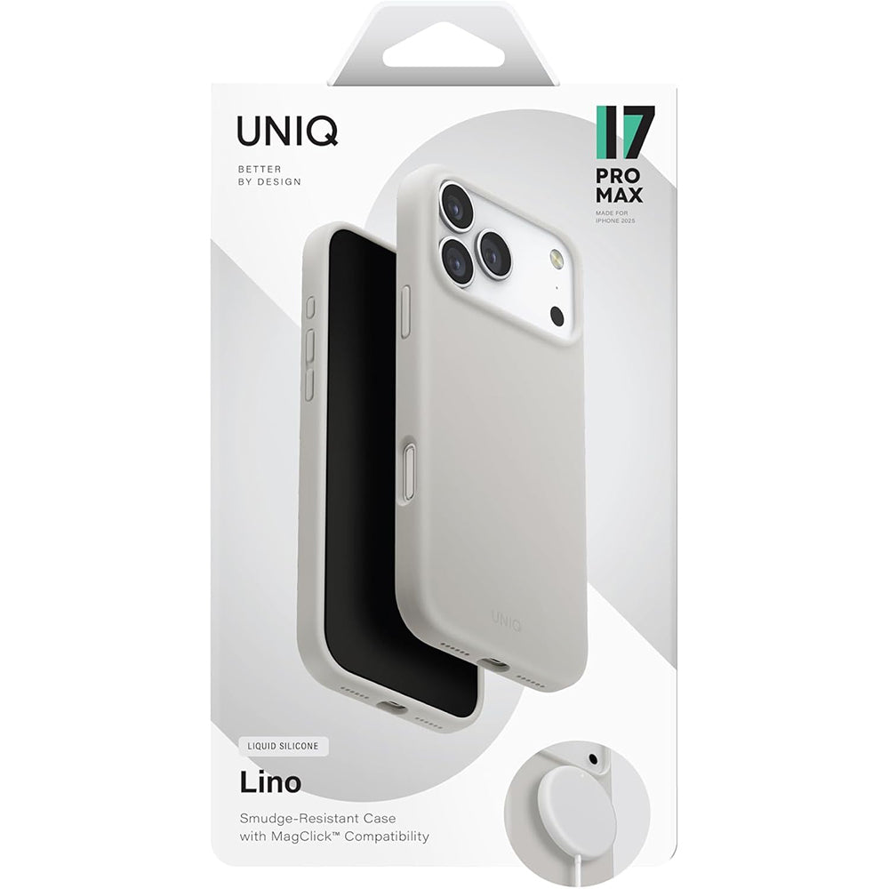 Puzdro MagSafe pre Apple iPhone 17 Pro, UNIQ, Lino MagClick, Sivé