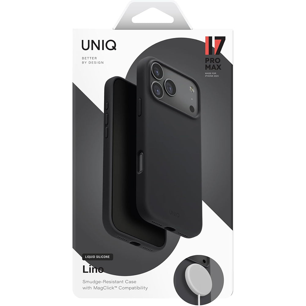 Puzdro MagSafe pre Apple iPhone 17 Pro, UNIQ, Lino MagClick, Čierne