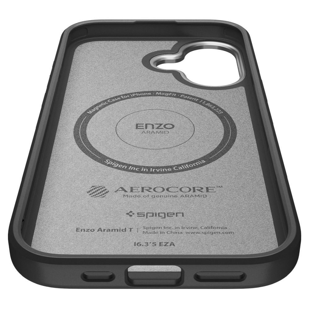 Puzdro MagSafe pre Apple iPhone 17, Spigen, Enzo Aramid T, Čierno Strieborné