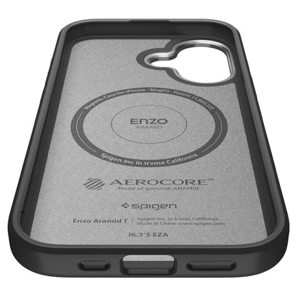 Puzdro MagSafe pre Apple iPhone 17, Spigen, Enzo Aramid T, Čierno Strieborné