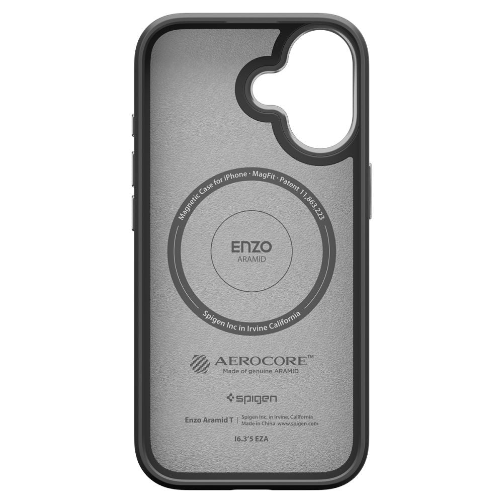 Puzdro MagSafe pre Apple iPhone 17, Spigen, Enzo Aramid T, Čierno Strieborné
