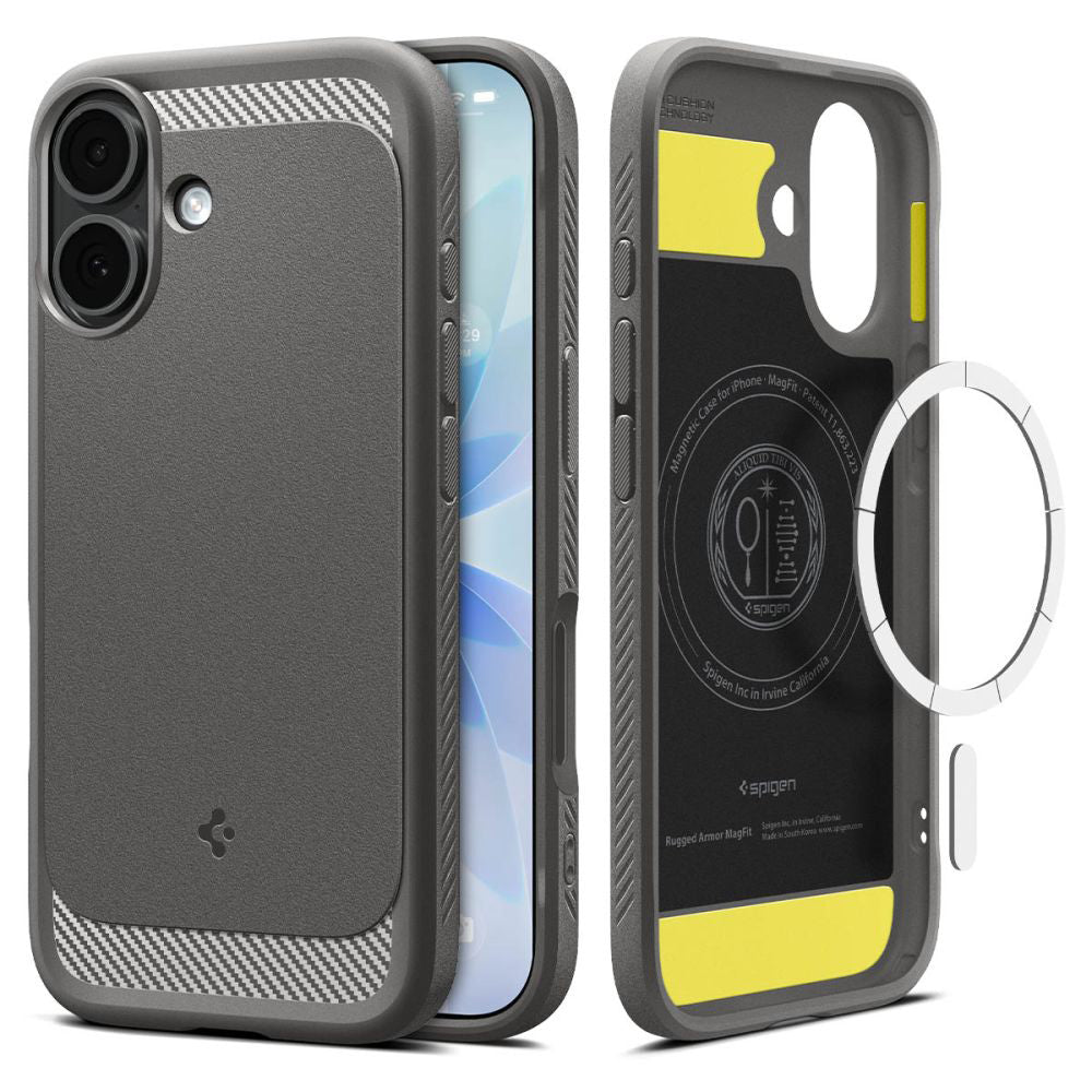 Puzdro MagSafe pre Apple iPhone 17, Spigen, Rugged Armor, Sivá