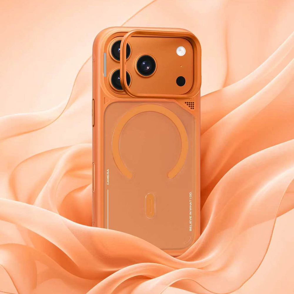 Puzdro MagSafe pre Apple iPhone 18 Pro / 17 Pro, Blueo, stojan na odvádzanie tepla, saténovo oranžové