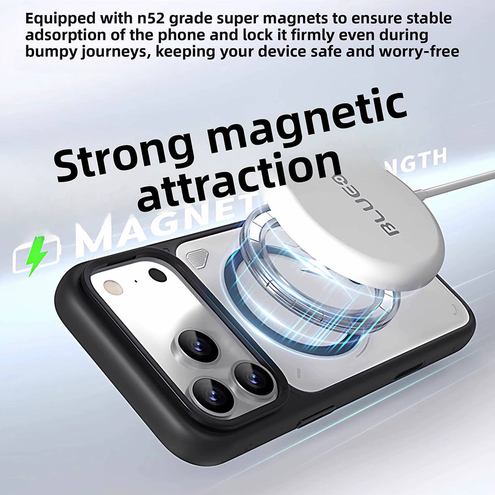 Puzdro MagSafe pre Apple iPhone 18 Pro / 17 Pro, Blueo, stojan s odvodom tepla, saténové priehľadné oranžové