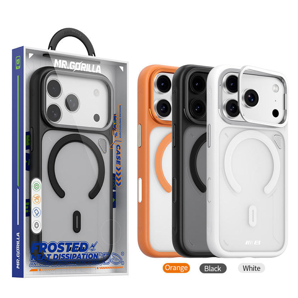 Puzdro MagSafe pre Apple iPhone 18 Pro / 17 Pro, Blueo, stojan s odvodom tepla, saténové priehľadné oranžové
