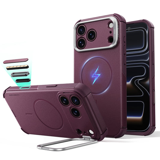 MagSafe puzdro pre Apple iPhone 18 Pro / 17 Pro, ESR, Cyber Armor Kickstand, Tmavo červené matné