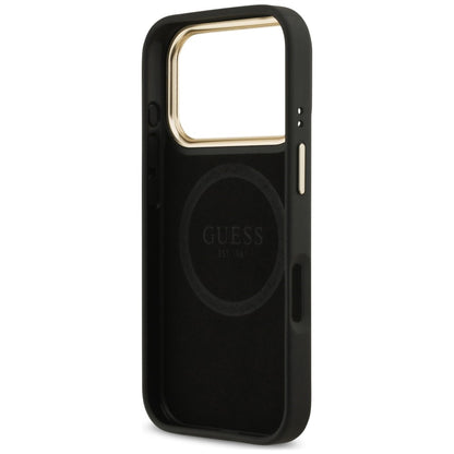 Puzdro MagSafe pre Apple iPhone 18 Pro / 17 Pro, Guess, 4G Logo Plate, čierne