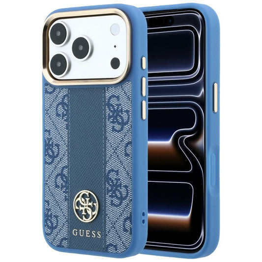 MagSafe puzdro pre Apple iPhone 18 Pro / 17 Pro, Guess, 4G Stripe Round Classic Logo, Modrá