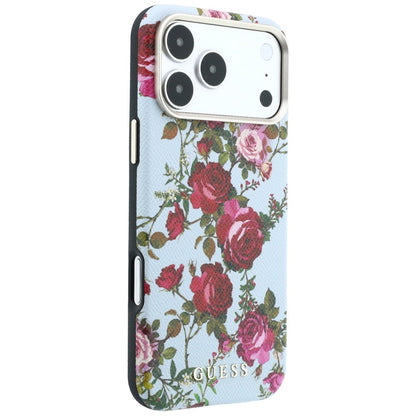 Puzdro MagSafe pre Apple iPhone 18 Pro / 17 Pro, Guess, Blossom Roses Print, modré