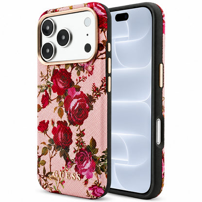 Puzdro MagSafe pre Apple iPhone 18 Pro / 17 Pro, Guess, Blossom Roses Print, ružové