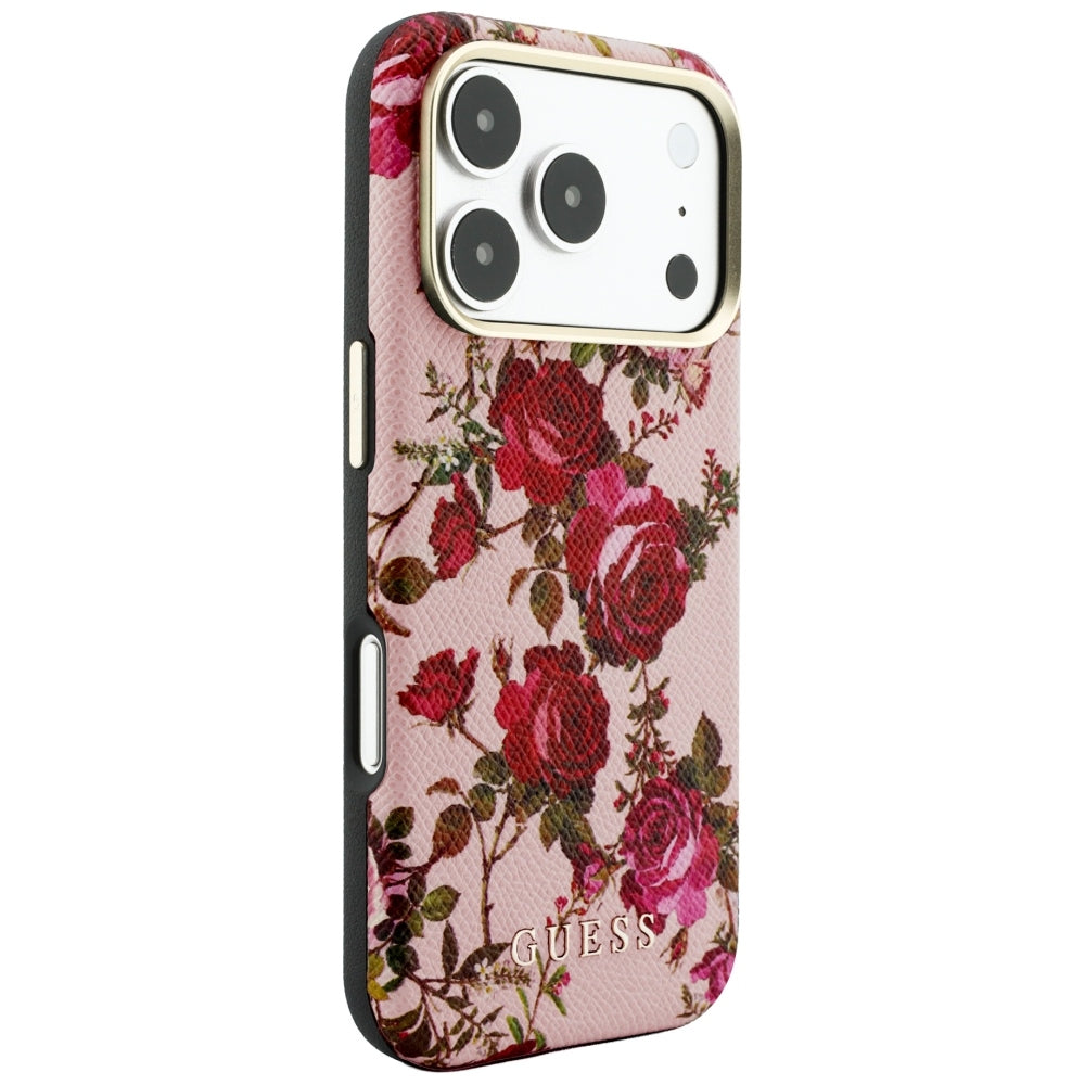 Puzdro MagSafe pre Apple iPhone 18 Pro / 17 Pro, Guess, Blossom Roses Print, ružové