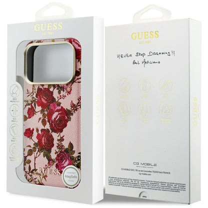 Puzdro MagSafe pre Apple iPhone 18 Pro / 17 Pro, Guess, Blossom Roses Print, ružové