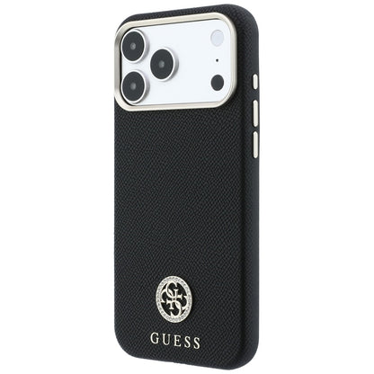 MagSafe puzdro pre Apple iPhone 18 Pro / 17 Pro, Guess, Štruktúrované okrúhle logo so štrasom, Čierne