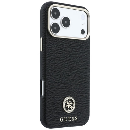 MagSafe puzdro pre Apple iPhone 18 Pro / 17 Pro, Guess, Štruktúrované okrúhle logo so štrasom, Čierne