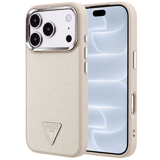 MagSafe puzdro pre Apple iPhone 18 Pro / 17 Pro, Guess, Štruktúrované trojuholníkové logo, Béžová