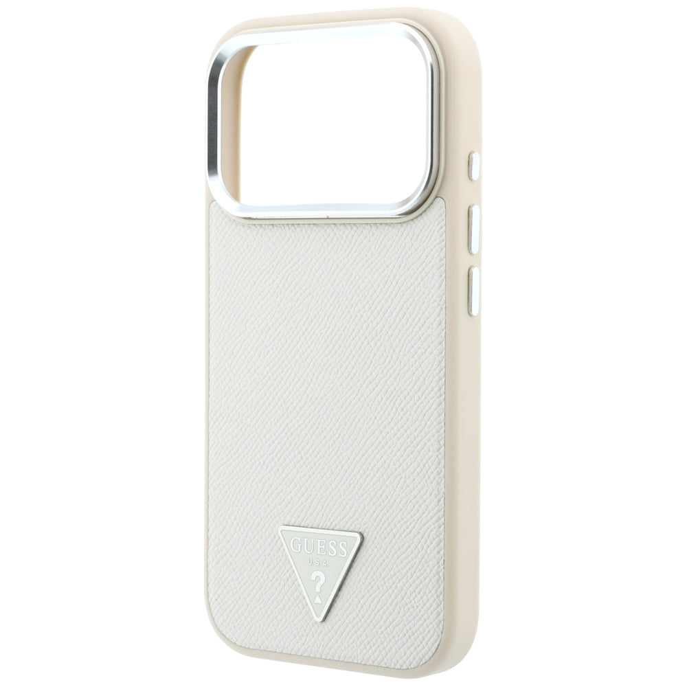 MagSafe Case for Apple iPhone 18 Pro / 17 Pro, Guess, Grained Triangle Logo, Beige