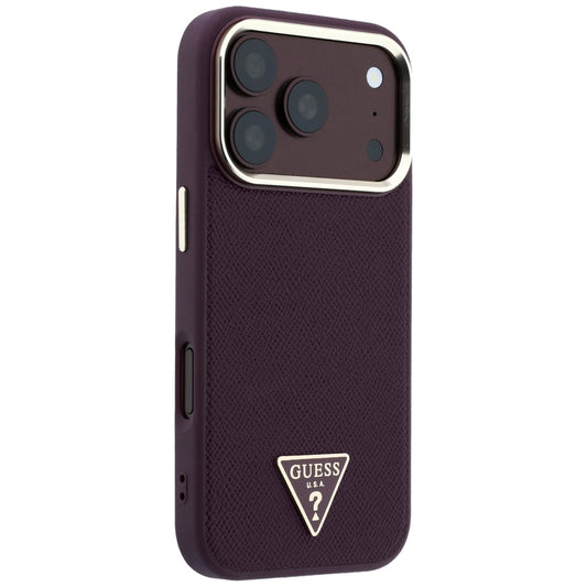 MagSafe puzdro pre Apple iPhone 18 Pro / 17 Pro, Guess, Štruktúrované trojuholníkové logo, Bordové