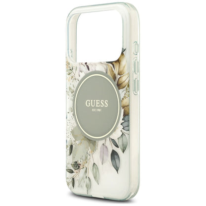 Puzdro MagSafe pre Apple iPhone 18 Pro / 17 Pro, Guess, IML Flower & Tonal Circle, zelené