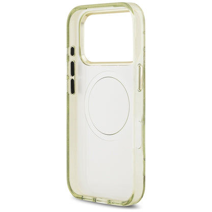 MagSafe puzdro pre Apple iPhone 18 Pro / 17 Pro, Guess, IML Metal Glitter Flowers Triangle, Zelené
