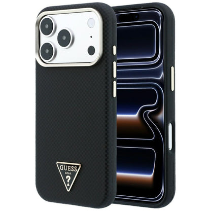 MagSafe puzdro pre Apple iPhone 18 Pro / 17 Pro, Guess, Kevlar Trojuholníkové Logo, Čierne