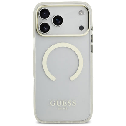 MagSafe puzdro pre Apple iPhone 18 Pro / 17 Pro, Guess, Metal Outline, Zlaté