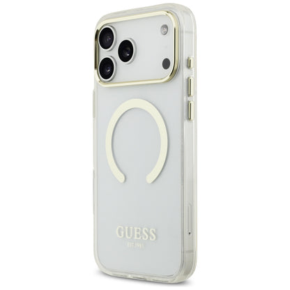 MagSafe puzdro pre Apple iPhone 18 Pro / 17 Pro, Guess, Metal Outline, Zlaté