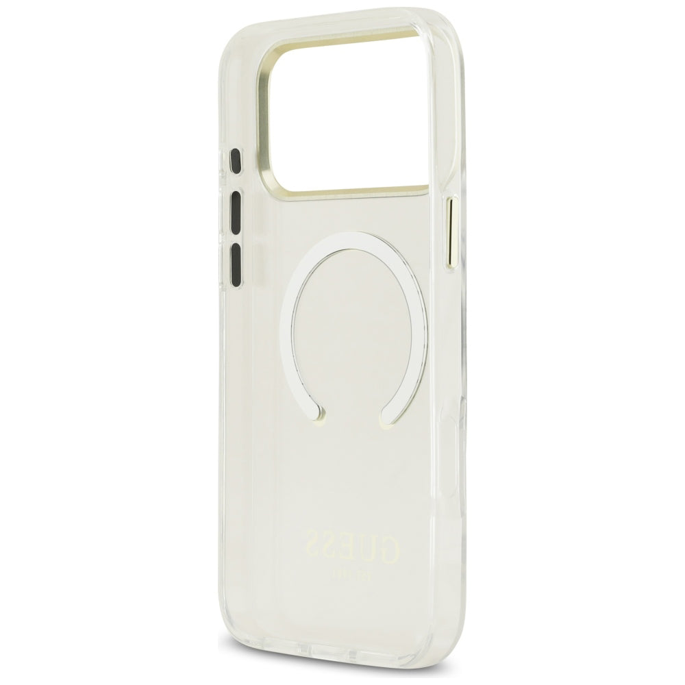 MagSafe puzdro pre Apple iPhone 18 Pro / 17 Pro, Guess, Metal Outline, Zlaté