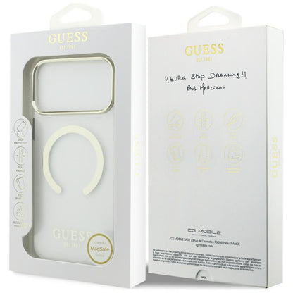 MagSafe puzdro pre Apple iPhone 18 Pro / 17 Pro, Guess, Metal Outline, Zlaté