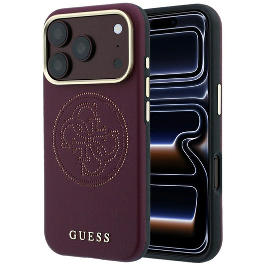 MagSafe puzdro pre Apple iPhone 18 Pro / 17 Pro, Guess, Perforované 4G, Bordové