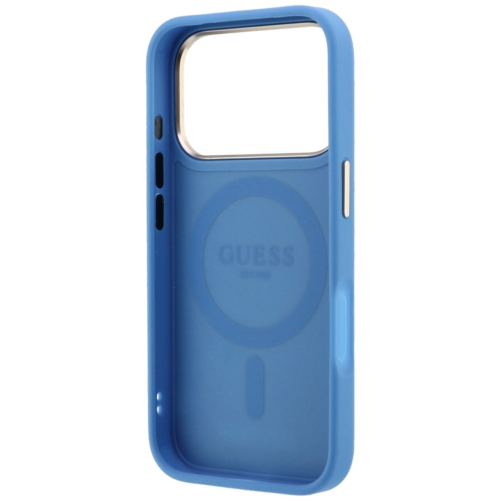 MagSafe puzdro pre Apple iPhone 18 Pro / 17 Pro, Guess, Ring Stand 360 4G Classic Logo, Modré