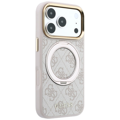 MagSafe puzdro pre Apple iPhone 18 Pro / 17 Pro, Guess, Ring Stand 360 4G Classic Logo, Ružová