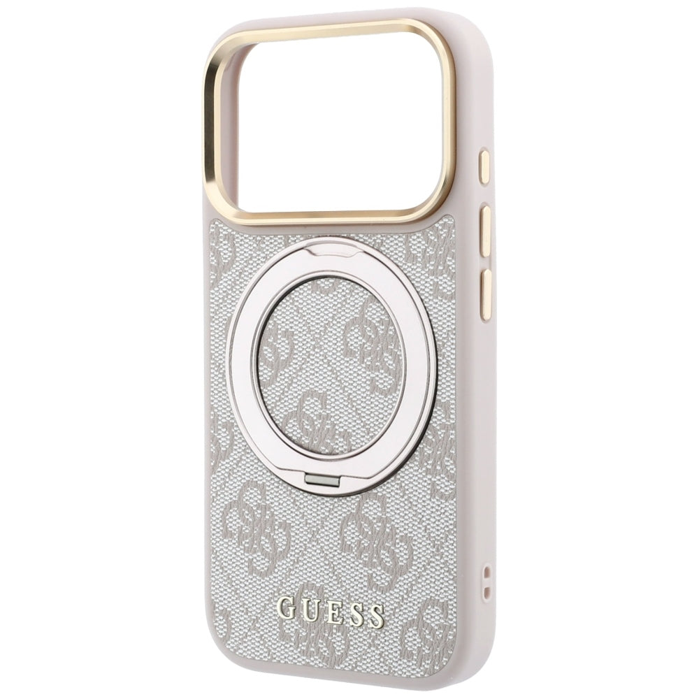 MagSafe puzdro pre Apple iPhone 18 Pro / 17 Pro, Guess, Ring Stand 360 4G Classic Logo, Ružová