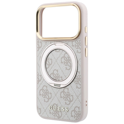 MagSafe puzdro pre Apple iPhone 18 Pro / 17 Pro, Guess, Ring Stand 360 4G Classic Logo, Ružová